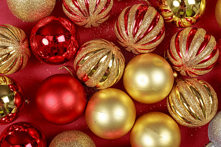 金色圣诞铃铛圣诞节红喜装扮饰品背景背景