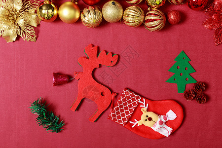 圣诞节红喜装扮饰品背景高清图片