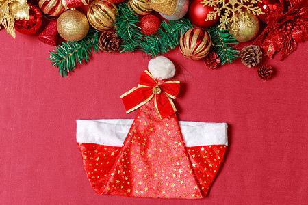 圣诞节红喜装扮饰品背景背景图片