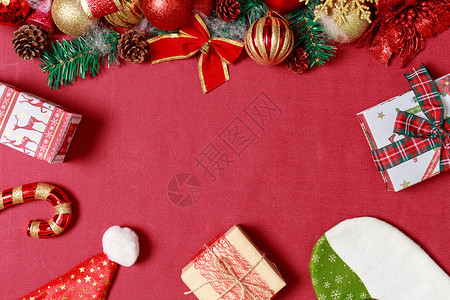圣诞节红喜装扮饰品背景背景图片