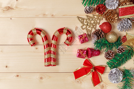 清新圣诞袜圣诞节装饰品木板装扮背景背景