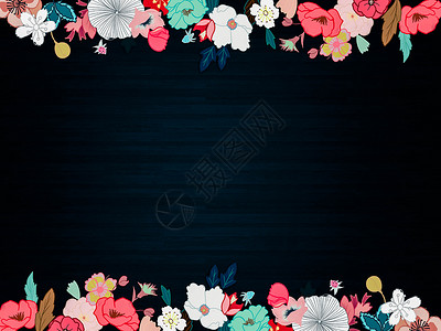 刺绣海报设计清新手绘花朵背景插画