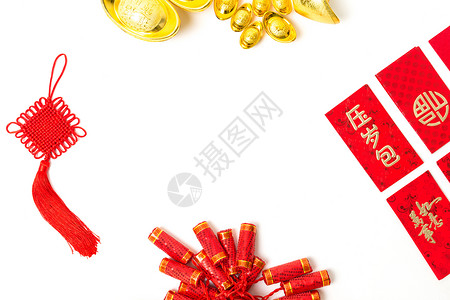 纹身福袋素材中国春节寓意红包摆拍背景