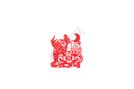 新春十二生肖中国剪纸摆拍高清图片