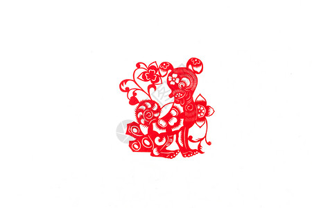 红色剪纸猪新春十二生肖中国剪纸摆拍背景