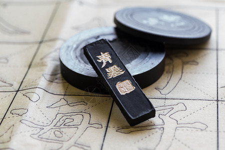 古风货币素材中国风笔墨纸砚设计图片