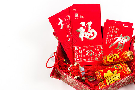中国春节寓意红包中国春节手工饰品排列背景