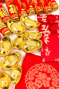 十二生肖之虎中国春节传统饰品排列摆拍背景