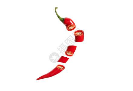 红色食品被切开的辣椒设计图片