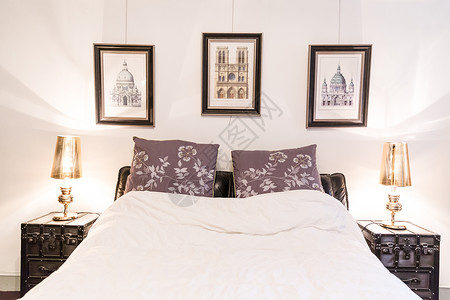 旅行枕头时尚设计明亮家具卧室环境背景