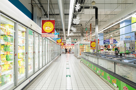 超市冰柜商场超市购物场景背景背景