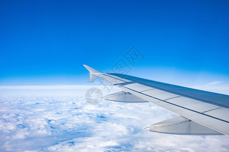 高空视觉飞机机舱内拍摄机翼背景