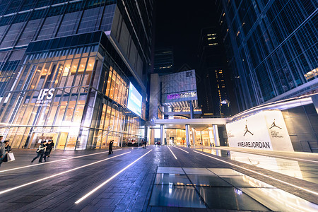 商业街道市中心繁华商圈夜景背景