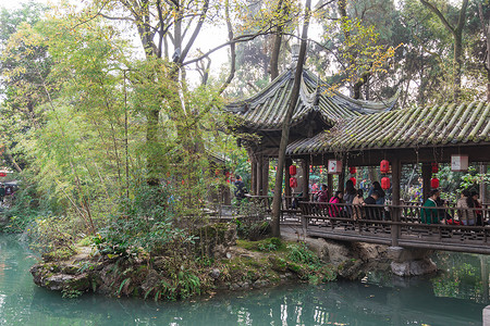 中国风古建筑红灯笼背景图片