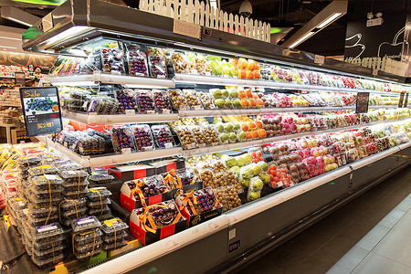 食品展示高档超市水果摊位展示背景