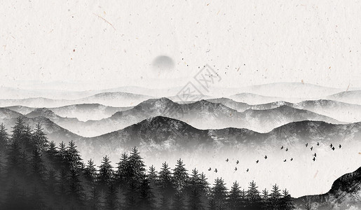 开拓江山中国风水墨画设计图片
