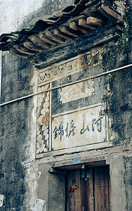 锦绣山河古老建筑门头背景
