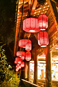 成都旅游美丽的锦里夜景背景