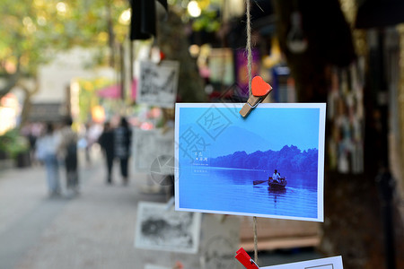 清新杭州西湖明信片背景图片