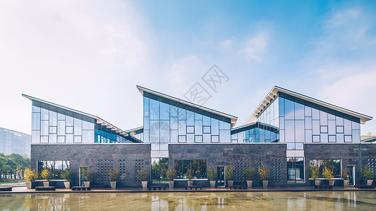 现代的轻的上海嘉定图书馆背景