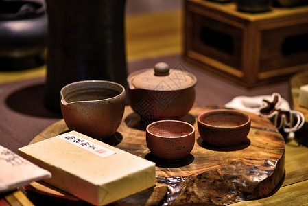 茶叶元素复古的茶具背景