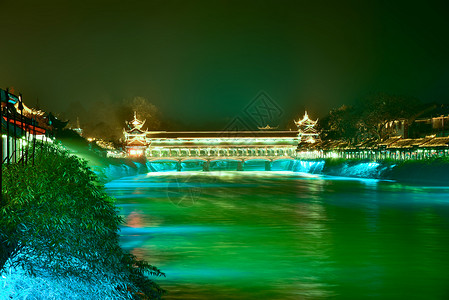 都江堰夜景美丽的地方高清图片