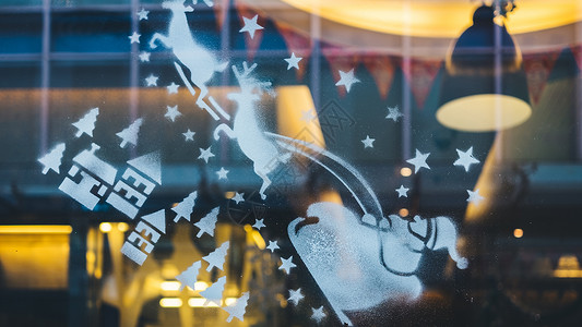 扁平画铃铛商场欢乐的圣诞节背景
