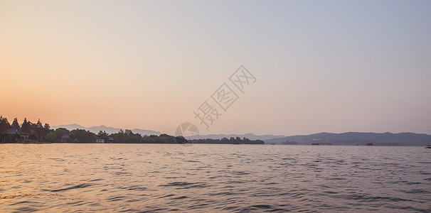 杭州西湖黄昏安静湖面图片