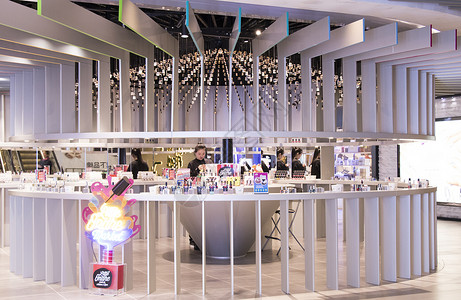 创意环形光效商场创意柜台背景