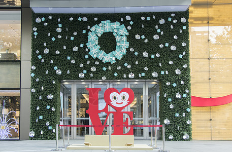 猴子画法素材圣诞节商场环境氛围背景