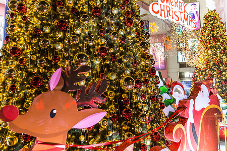 商场圣诞老人装扮特写背景图片