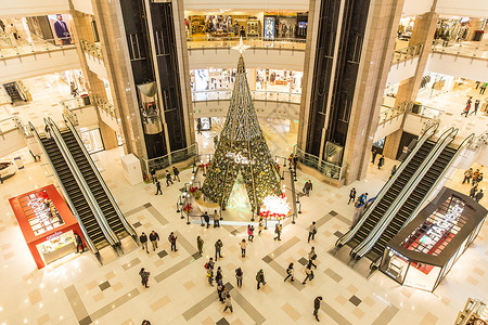 中式美陈商场大气设计装饰圣诞树背景
