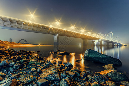 桥上的灯光九堡大桥背景