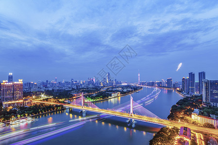 桥上车流广州夜景背景