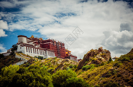 佛山脉西藏布达拉宫胜景背景