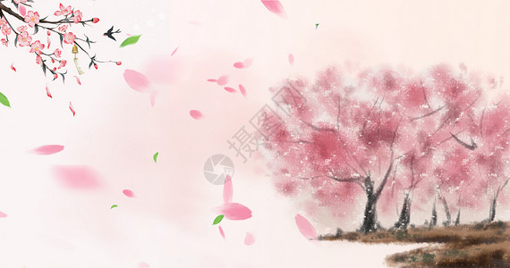 粉色动漫樱花美丽的雪景设计图片