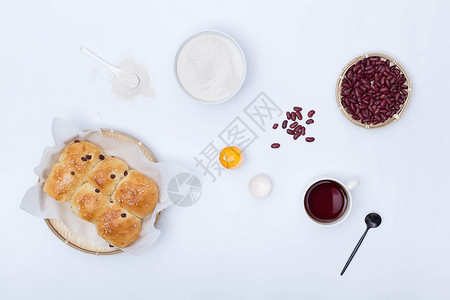 红豆面包澳白咖啡高清图片