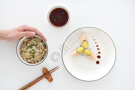 卤蛋炒米饭家常菜高清图片