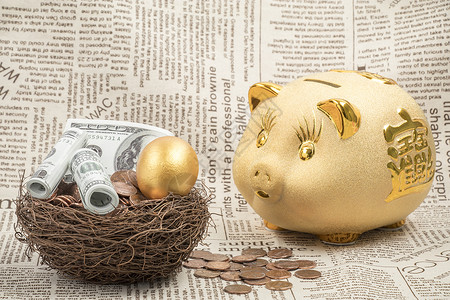 孵化的蛋投资理财金蛋存钱罐背景