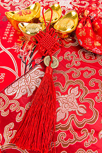 喜庆氛围春节装扮中国结背景图片