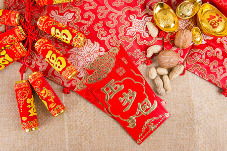 喜庆氛围春节压岁红包背景图片