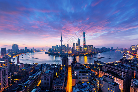 智慧管理平台城市夜景不夜城上海陆家嘴背景