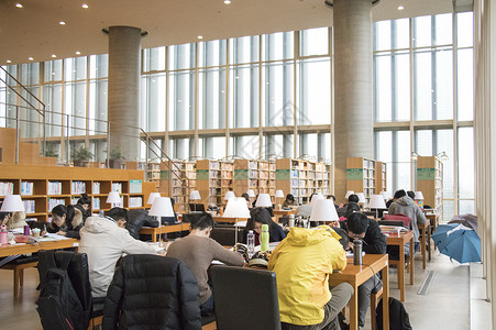 大学生自习室图书馆里的人背景