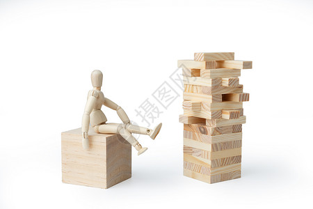 有趣的玩具模型各种形状的原木色积木背景