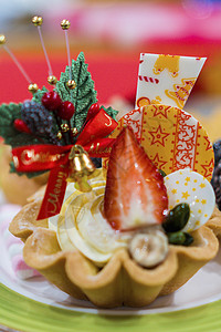 插画水果主题圣诞主题cupcake胶片风格美食摄影背景