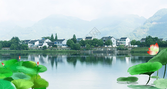 自然荷叶中国的荷叶古镇设计图片