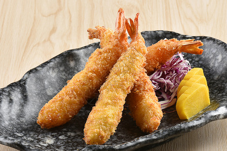 泡菜饭日式料理油炸虾背景
