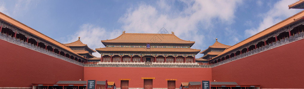 全景午门中国古建筑城墙高清图片