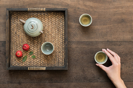 喝茶红木茶桌高清图片