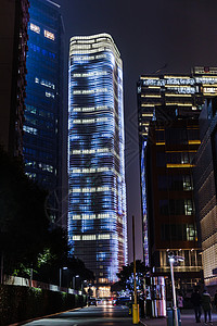 城市夜晚建筑外立面灯光图片